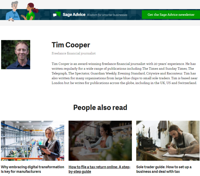 Sage Advice for smaller companies copywriting